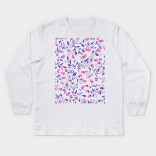 Floral doodles pink and violet Kids Long Sleeve T-Shirt